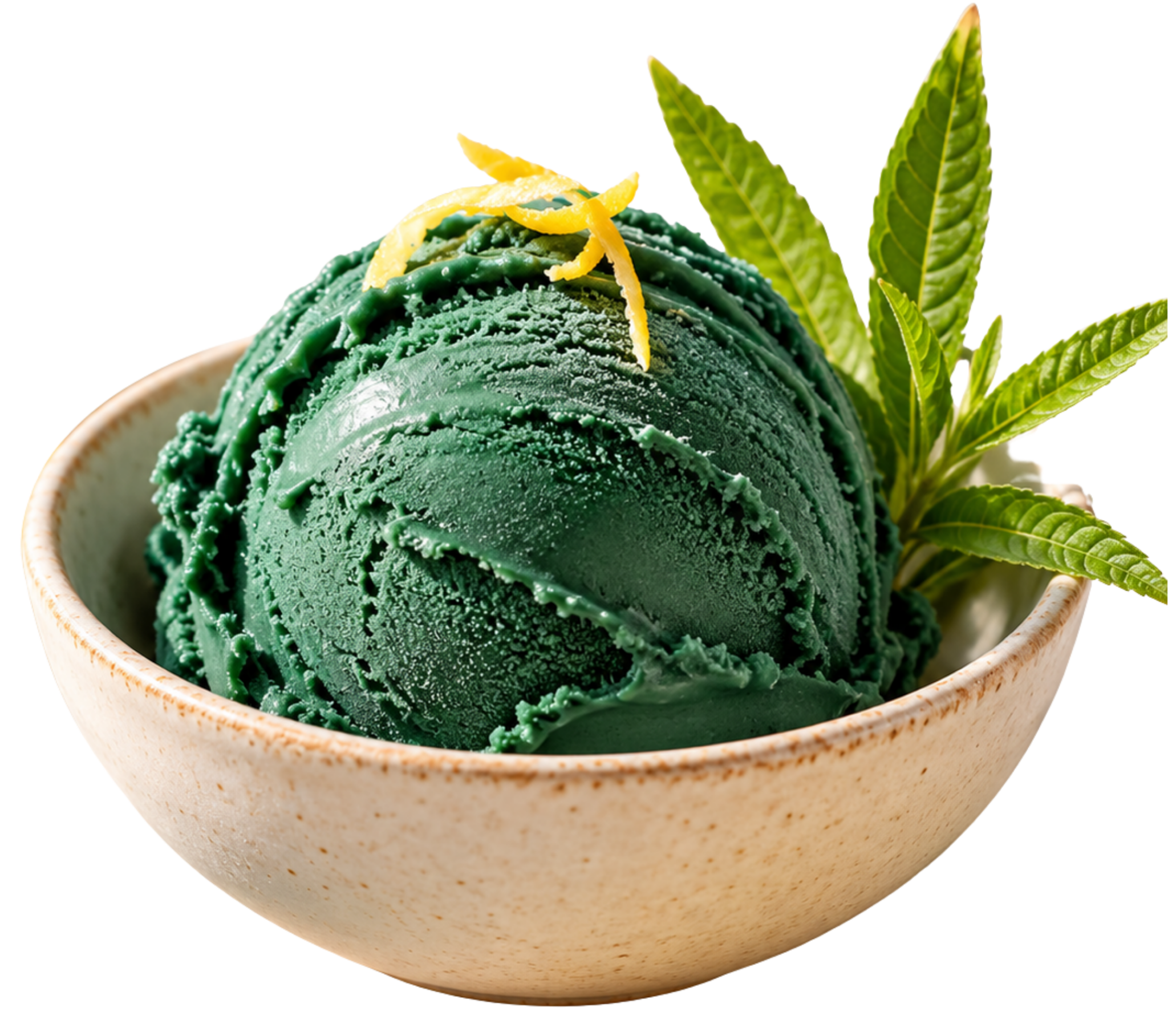 Glace à la spiruline, verveine citronnée, citron